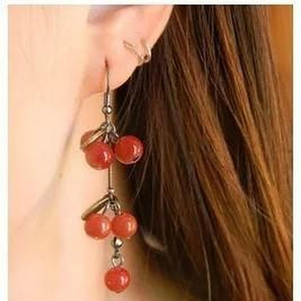 Dangling Cherry Earrings, Fruit Earrings
